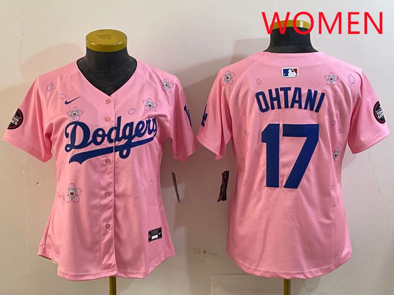 Women Los Angeles Dodgers #17 Ohtani Pink Sakura Edition 2025 Nike MLB Jersey style 25